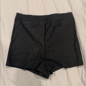 High waisted solid black cheeky festival shorts